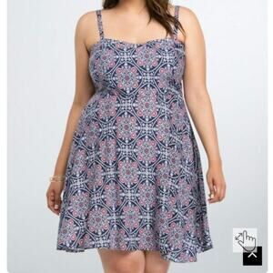 torrid Navy Medallion Mini Dress with Red Accents